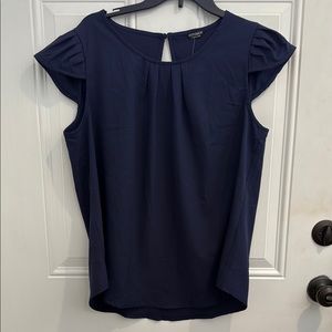 Hotouch Dressy short sleeve, Navy Top/Blouse. Size Large?